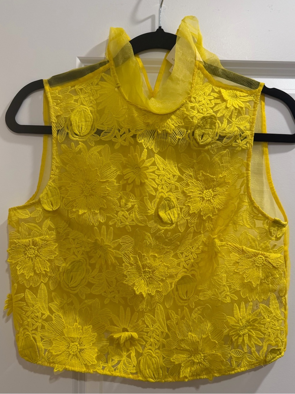 Maeve by Anthropologie Bright Yellow Floral Lace Top